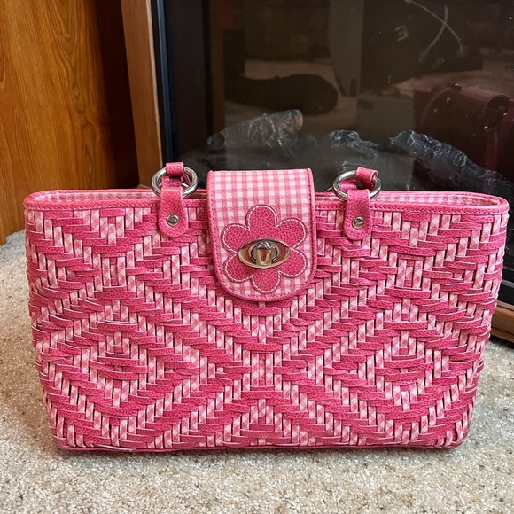 Isabella Fiore Rare Pink Weave Purse like new - Picture 1 of 10